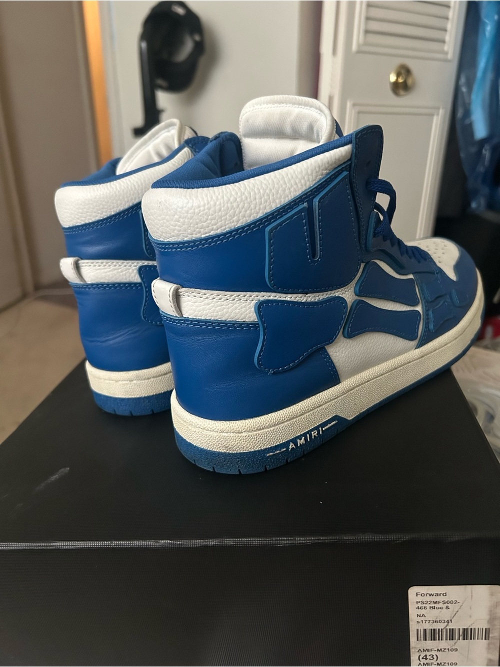 AMIRI Kids Royal Blue and White High-Top Sneakers